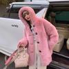 Зима новинка тока с капюшоном мех интегрированный овечья шерсть средняя и длинная шуба шуба из стриженой овчины легкая женская