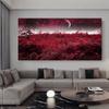 Современные красные озера и деревья под звездным небом Картина на холсте Красный пейзаж для офиса Гостиная Настенный декор Cuadros