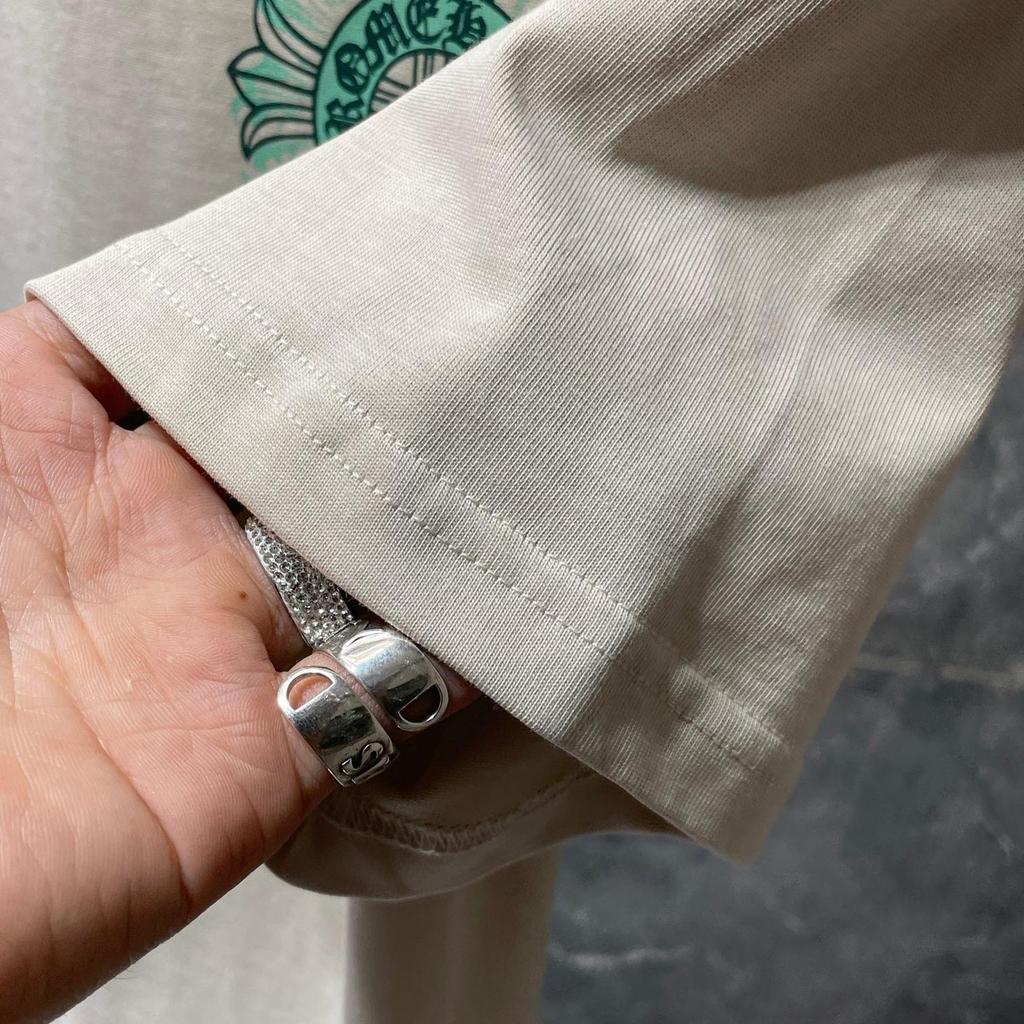 8737 CHROME HEARTS 2025 Летняя новая высококачественная хлопковая футболка с круглым вырезом, свободная, большого размера, для мужчин и женщин, футболка для пары