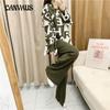 Autumn and Winter Women's Knitted Three-piece Suit Long-sleeved Knitted Top Wide-legged Pants Scarf Casual Fashion Temperament Three-piece Suit