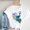 (Asian Size) Short Sleeve T Shirt Watercolor Flower Trend Cute Fashion Women Casual Tee Top Clothing Print Ladies Female Graphic T-shirts