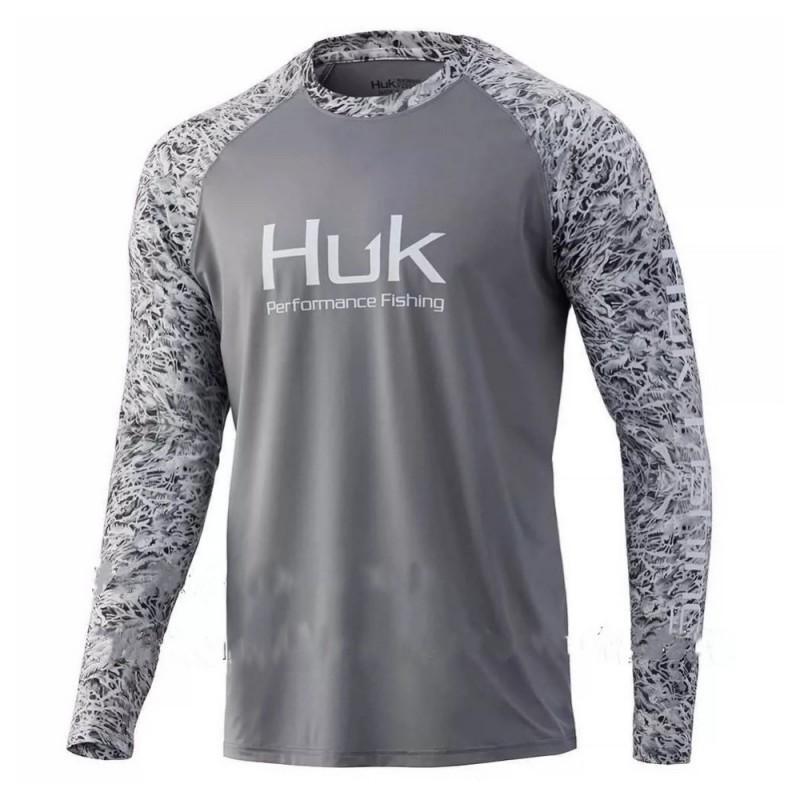 HUK Long Sleeve Fishing Shirt UPF 50 Sun Protection Quick Dry Breathable Outdoor Gear
