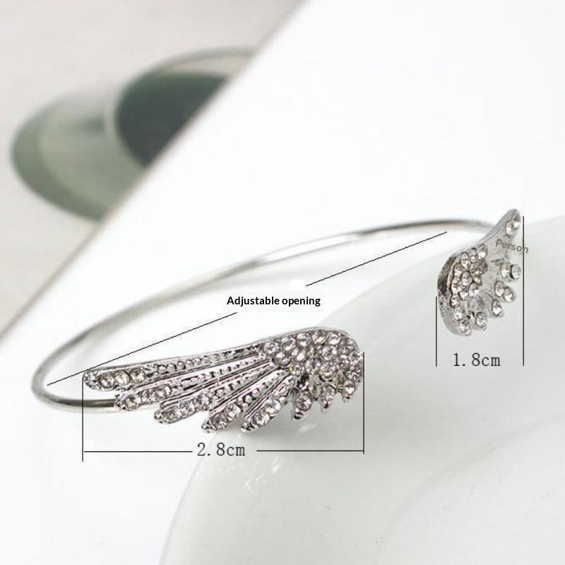 Серебряный открытый браслет с крыльями ангела для женщин Модные аксессуары Простой регулируемый браслет Вечерние украшения Подарок