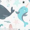 Cute Sea Animal Print Round Rug Blue Pink Whale Octopus for Baby Play Area