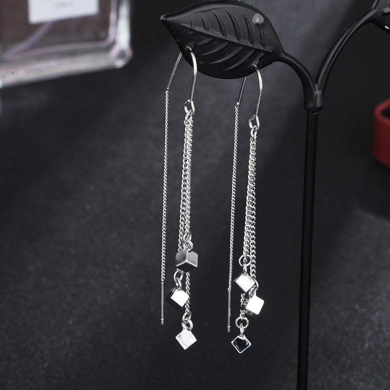 Корейские длинные серьги-игл S925 Silver Star & Moon Leaf Clover для женщин