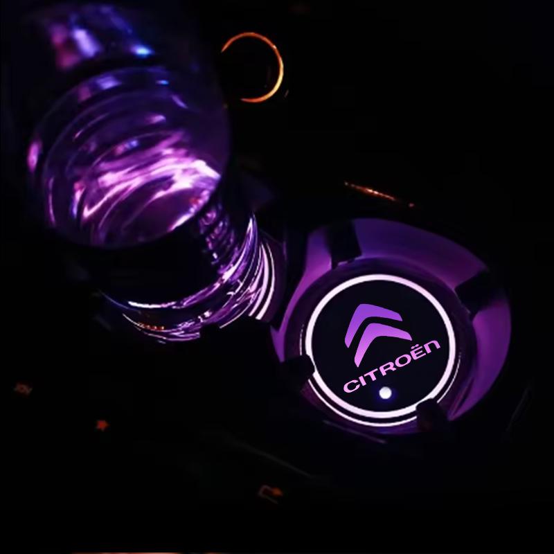 7 Color LED Car Cup Holder Light Luminous Coaster Water Cup Pad For Citroen C3 C4 X7 Xsara Picasso Crosser C-ELYSEE JUMPY NEMO alh123