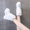 Новые массивные ботинки, женские непромокаемые ботинки на кроличьем меху, теплые кроссовки на высокой платформе, зимние кожаные зимние ботинки, ботильоны на толстой подошве