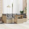 7-Piece Garden Sofa Set with Beige Cushions Poly Rattan, 2-Seater Garden Sofa with Storage & Cushions 3358401
