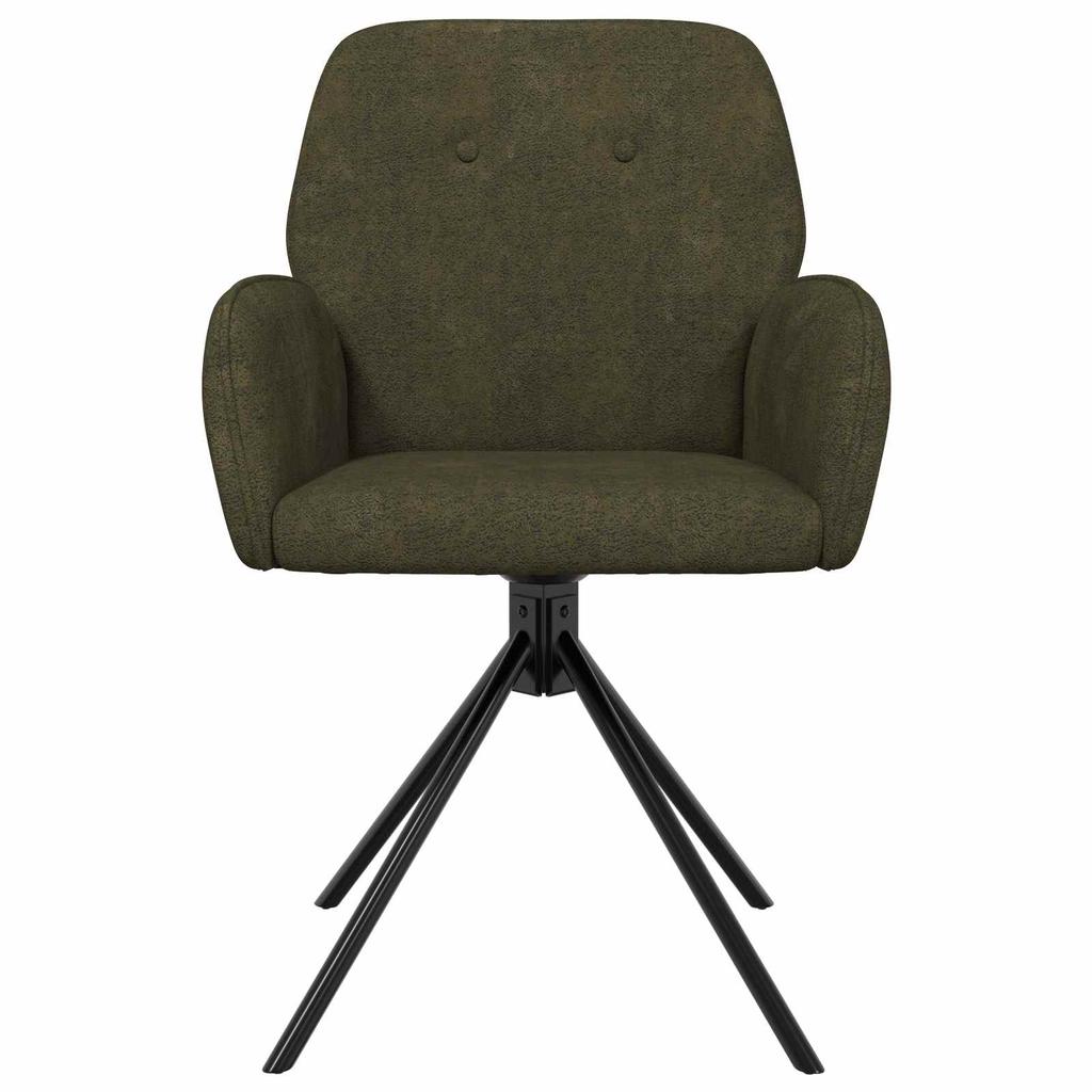 Swivel Chair Dining Room 2 pcs Faux Suede Olive Green