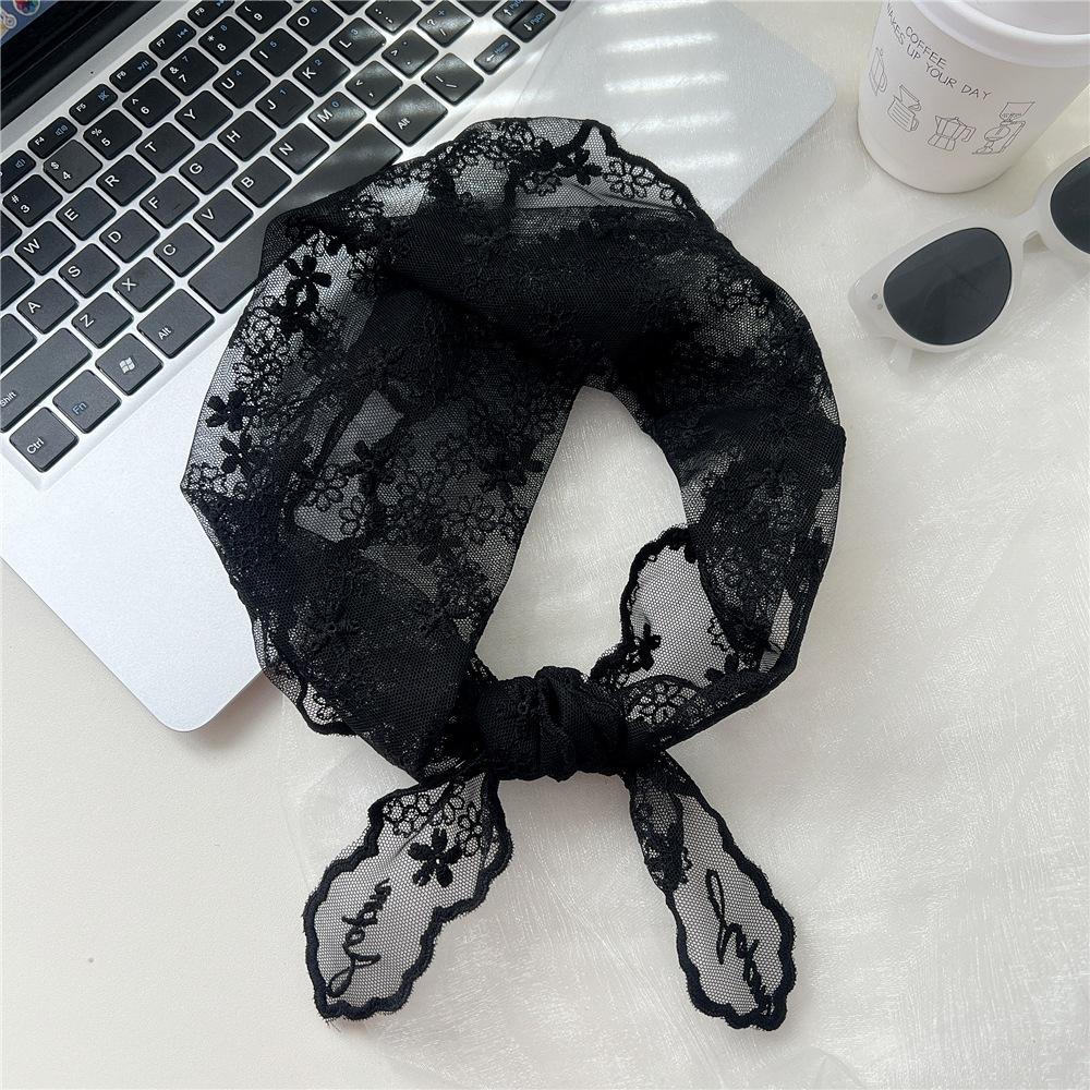 Хлопковый льняной кружевной треугольный шарф для женщин на весну, осень и лето, маленький цветочный маленький шарф, украшение на голову, тонкий стильный шелковый шарф