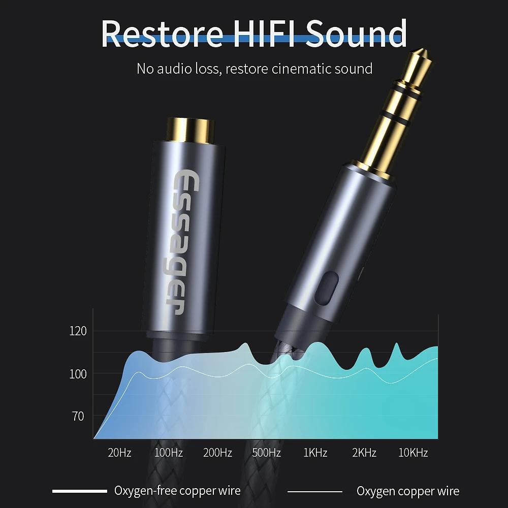 Essager Aux-кабель, разъем 3,5 мм, удлинительный аудиокабель для наушников, разъем 3,5, разветвитель, акустический кабель для удлинителя наушников