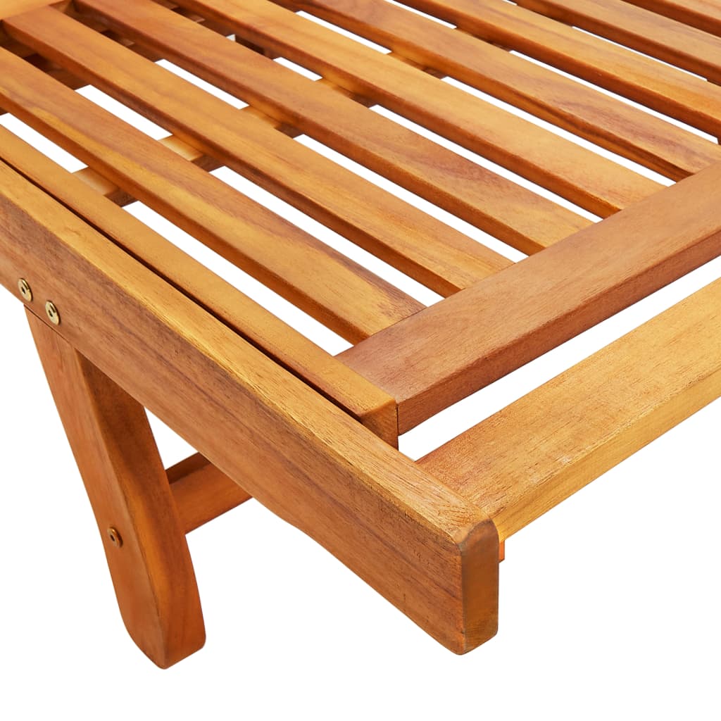 Folding Sun Lounger with Cushion Solid Acacia Wood