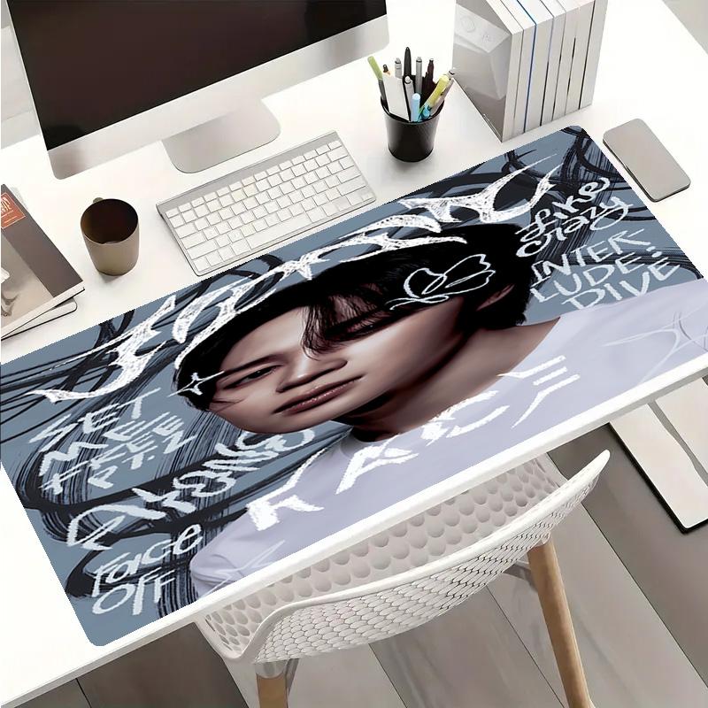 Jin singer Theme Premium Non-slip Mouse Pad with Stitched Edges,Durable Rubber Material,for Desktop & Gaming Great Gifts
