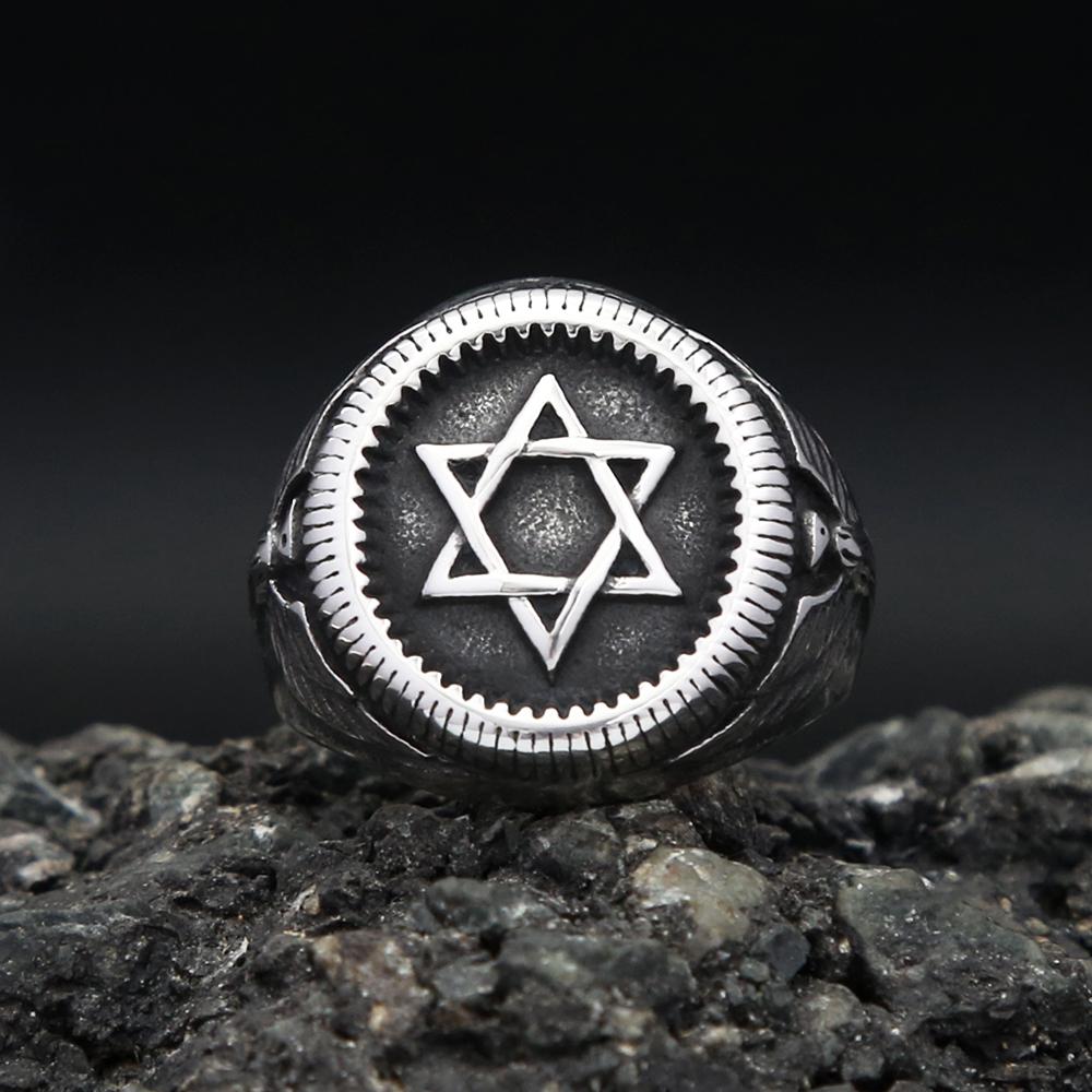Новые винтажные кольца Hexagram Star of David для мужчин и женщин в стиле панк-хип-хоп из нержавеющей стали с орлами, байкерские ювелирные изделия, подарки