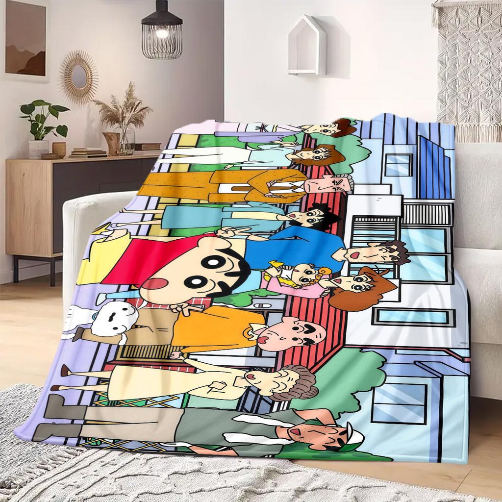 Shinchan Anime Print Blanket Warm Comfortable Flannel Blanket Suitable for Bedrooms, Sofas, Beds, Chairs, Picnics, Travel