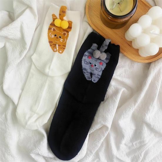 Cat Socks with Balls Funny Cat Ball Socks Stretchy Crew Socks Cute Casual Socks Christmas Birthday Gift for Cat Lovers
