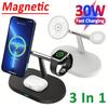 30W Magnetic Wireless Charger Stand for iPhone 15 14 13 12 Pro Max Apple Watch 8 7 Airpods Pro 3 In 1 Fast Phone Charging Sation