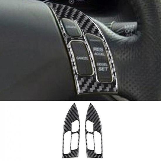 Carbon Fiber Interior Steering Wheel Button Cover Trim Fit For Acura TSX 04-2008