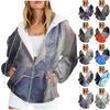 Women Casual Long Sleeve Printed Hoodies Sweatshirts Zipper Pullover Texture Coat Fashion