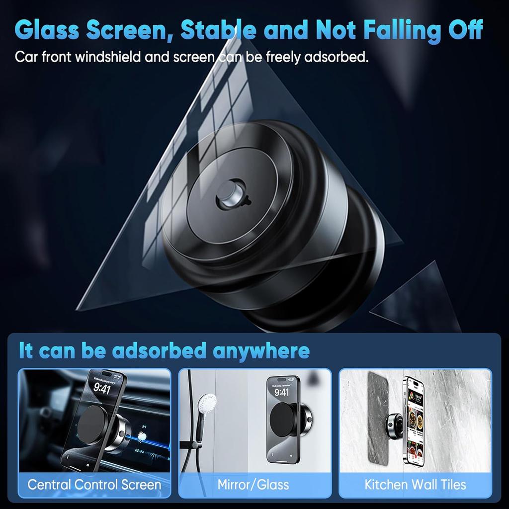Vacuum Adsorption Car Magnetic Phone Holder 360° Adjustable Electric Suction Cup Super Magnetic Cell Phone Holder Mount for Car for Magsafe iPhone