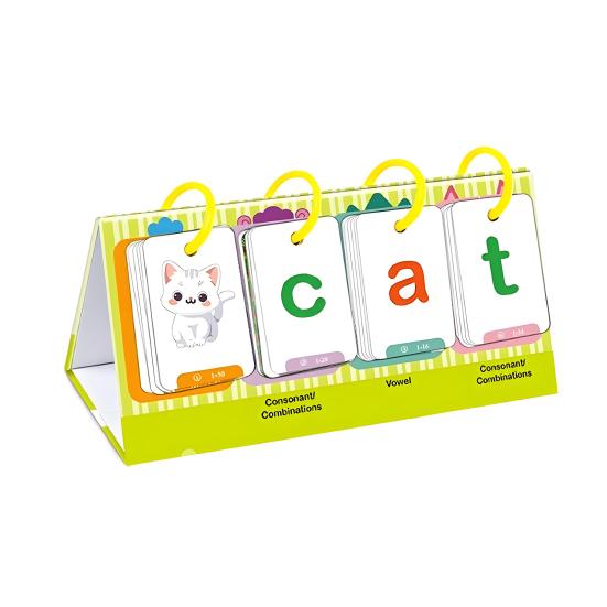 CVC Word Game Pocket Chart Phonics Flash Card Kindergarten Preschool CVC Word Builder Reading Spelling Letter Number Learning Educational Flip Chart