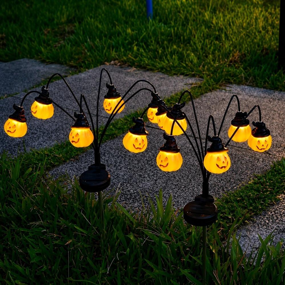Xiaomi 6-Heads Halloween Solar Pumpkin Path Lights Outdoor Waterproof Terror Orange Lights Garden Yard Terrace Holiday Decorations