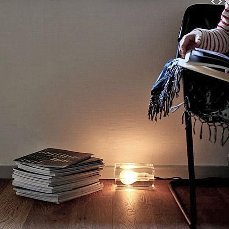 Modern Transparent Glass LED Table Lamp Clear Ice Cube Table Light Nordic Bedroom Bedside Desk Lamp Home Decor Lighting Fixtures