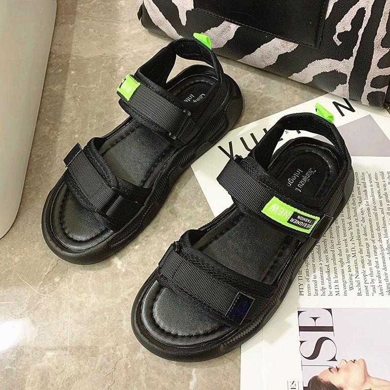 Мода 2024 Лето Новые Спортивные Нескользящие Сандалии Женские Сшитые Дизайн Сандалии На Толстой Подошве Женские Пляжные Отдыха Повседневная Обувь