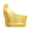 Girls Shiny Sequins Tiered Ruffles Sleeveless Metallic One Shoulder Crop Top Vest Dancewear