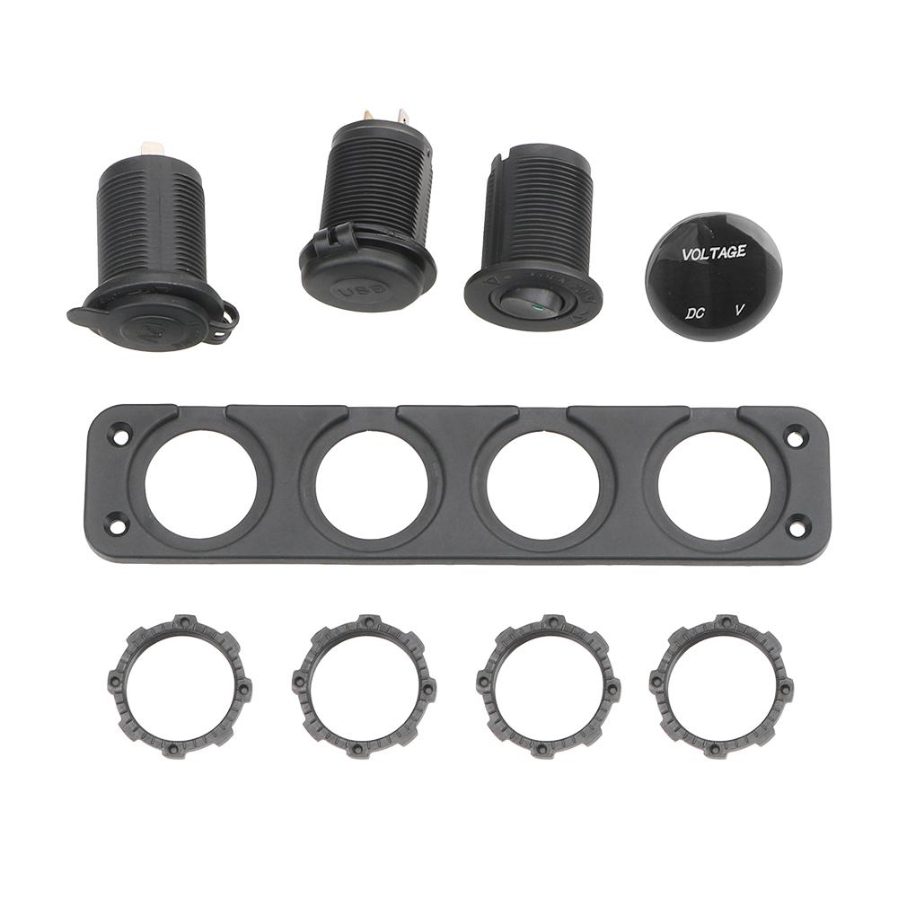 Dual Usb Power Charger Interior Parts 4 In 1 Car Cigarette Lighter With Rocker Switch Digital Voltmeter 12V Power Socket