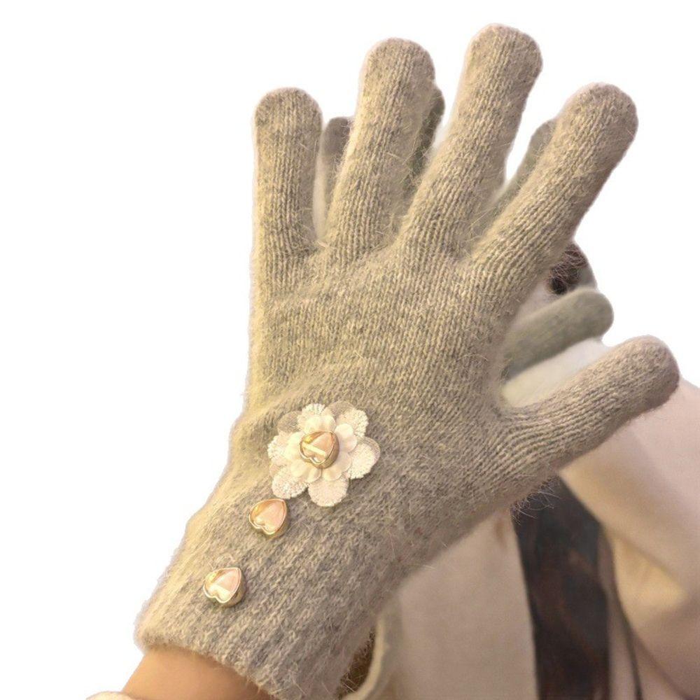 Korean Style Floral Touch Screen Gloves Cold Proof Winter Warm Gloves  For Women