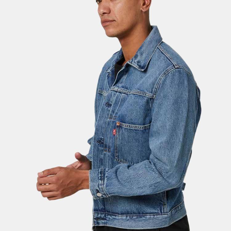 Levis однотонная джинсовая куртка с длинным рукавом на пуговицах, мужские куртки синего цвета A3174-0004
