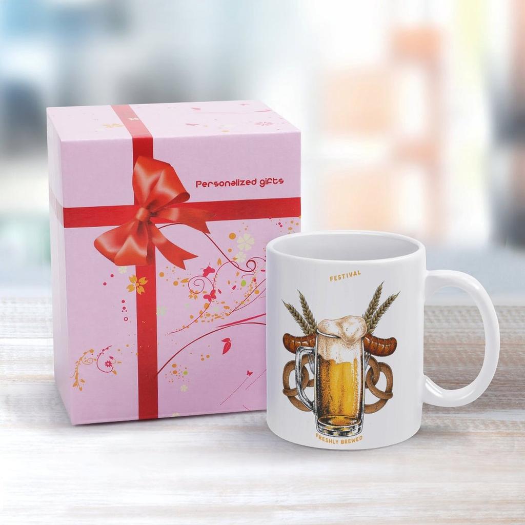 1 шт. 11 унций керамическая кружка с двусторонним принтом для любителей пива, чашка для ежедневного питья для кофе или чая, идеальный подарок для вечеринок