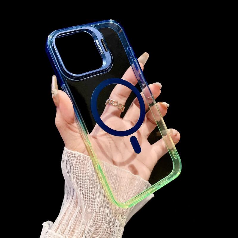 Прозрачный чехол-подставка с магнитом для iPhone 17 Pro Max, с градиентным дизайном, защитой камеры и ударопрочной конструкцией.