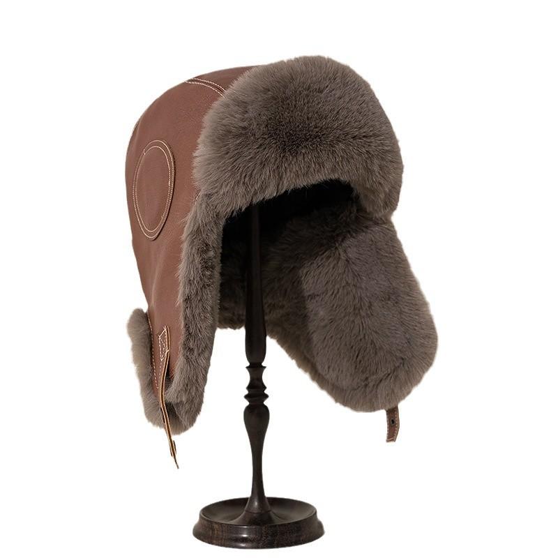 Мужская кожаная кепка Lei Feng, утолщенная плюшевая защитная кепка для защиты ушей, на осень и зиму, для езды на велосипеде, теплая, для электромобиля, для ветра и снега, для холода, водонепроницаемая