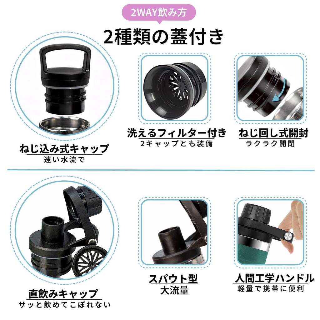 500ml Stainless Steel Water Cold Direct Airtight Easy To Cloth Bag Two Lids Stylish for Club High School Outdoor Unisex Bottle, Insulated, & Hot,