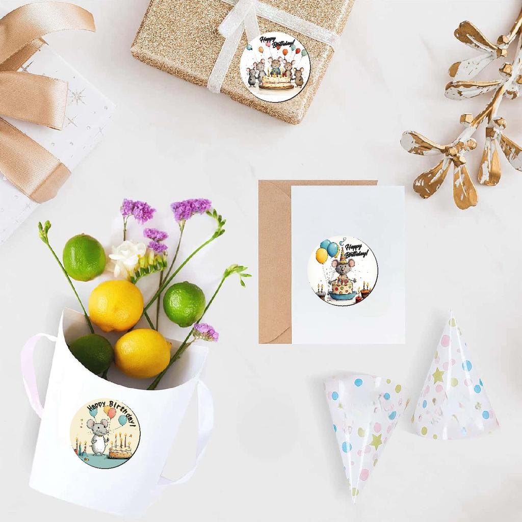 New Style, Cartoon Mouse, Birthday Party Decoration, Roll Stickers, Gift Packaging, Sealing Stickers, 12 Pattern Designs