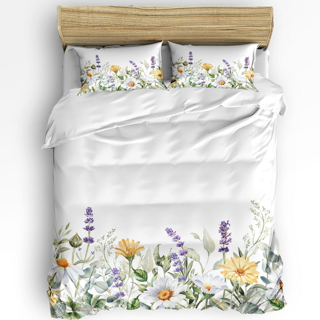 Spring Flowers Plants Wildflowers 3pcs Bedding Set For Double Bed Home Textile Duvet Cover Quilt Cover Pillowcase