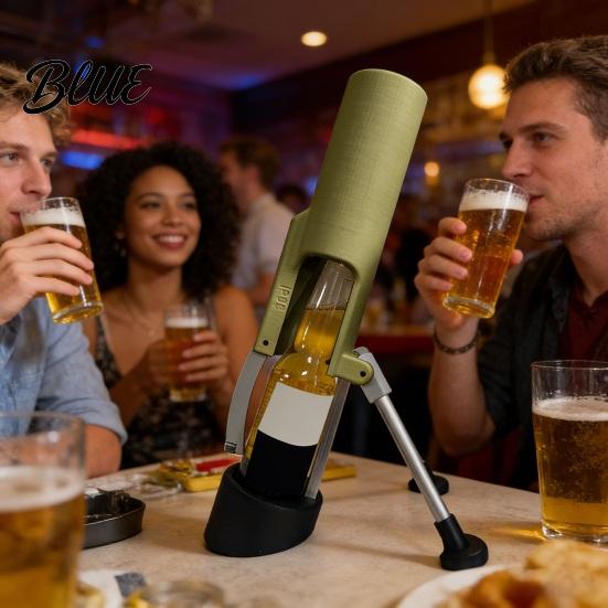 One Motion Bottle Opener Mortar Beer Automatic Mechanical Fast Smooth Casual Gathering One-Hand Operation Cap Remover for Home Bar Parties BBQ