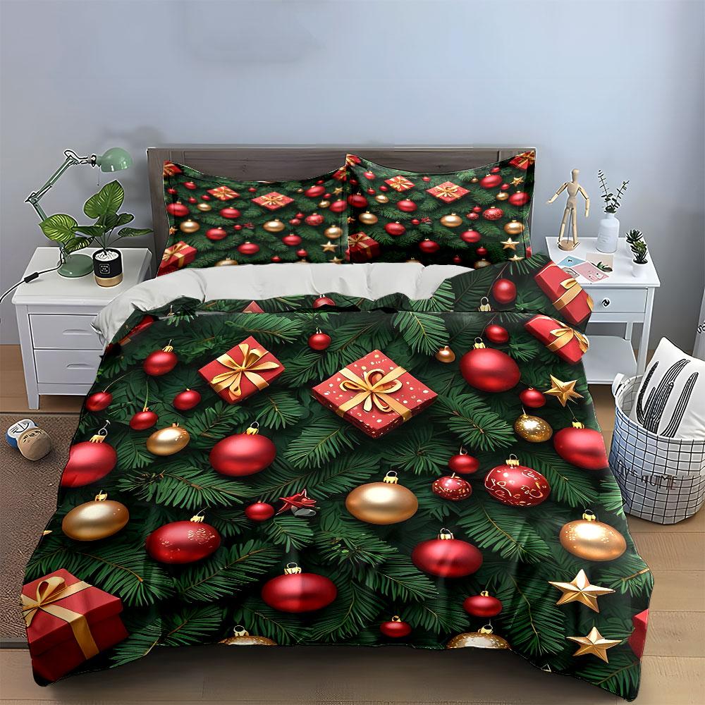 Christmas Ornaments and Gifts Bedding Duvet Cover Set Duvet Cover Pillowcases (1*Duvet Cover 2*Pillowcases, without duvet insert)