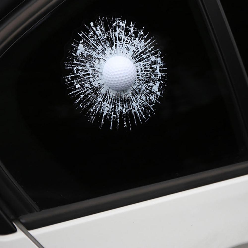 1 шт. Автомобильная ПЭТ 3D наклейка Белый мяч Разбил стекло Окно Лобовое стекло Наклейка 15см х15см