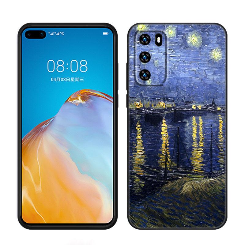 Звездная ночь Ван Гога Черный чехол для телефона для Huawei P10 P20 P30 P40 Lite P50 P60 Art P50E P Smart Z 2018 2020 2021 Pro 2019