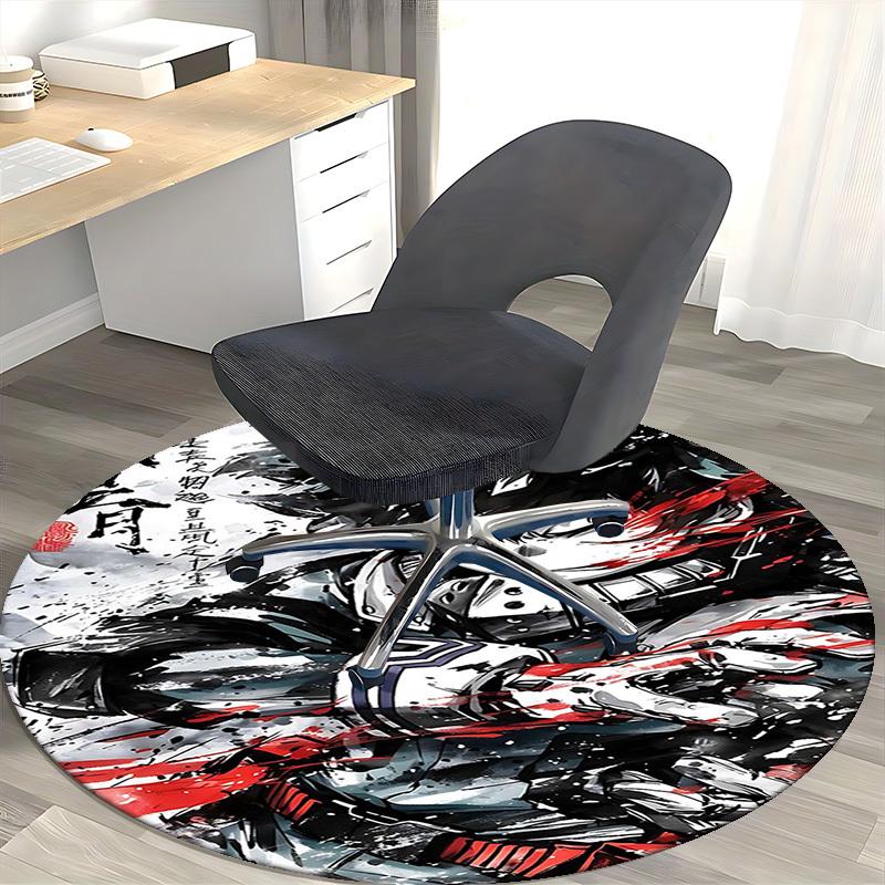 1pc Anime Cartoon Design Round Carpet  Office Chair Mat, NonSlip Rug for Home Decor