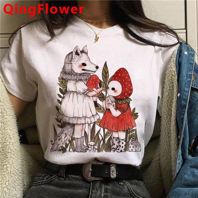 Kawaii футболка с грибами, женская одежда kawaii, уличная одежда 2021 года, японская винтажная летняя верхняя одежда в стиле Харадзюку