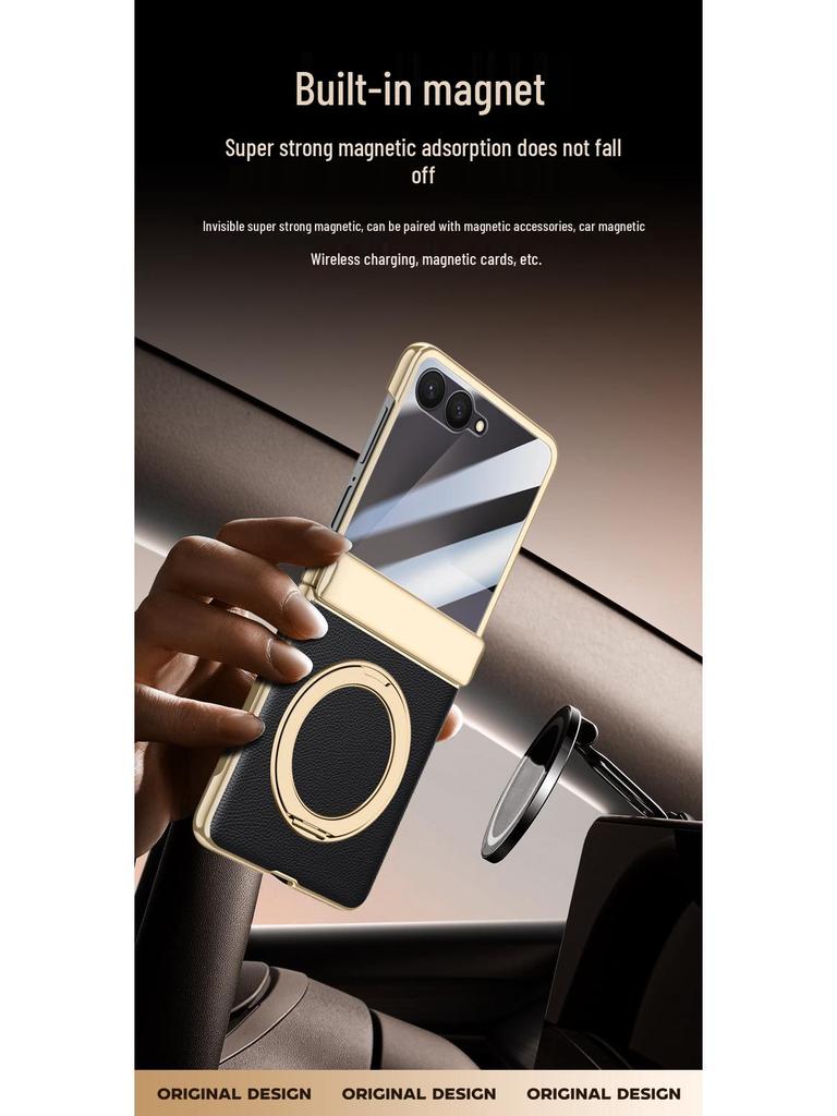 Складной чехол Samsung ZFlip7 с вращающейся подставкой-кольцом, защита от падений и магнитная защита