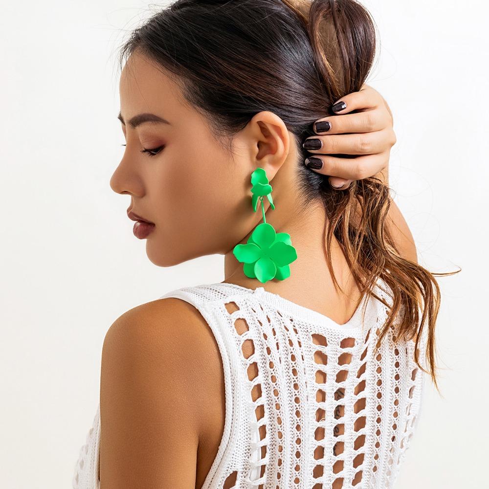 Металлические серьги-цветы с лепестками, серьги с дофамином, украшения, модные длинные серьги-подвески, вечеринка