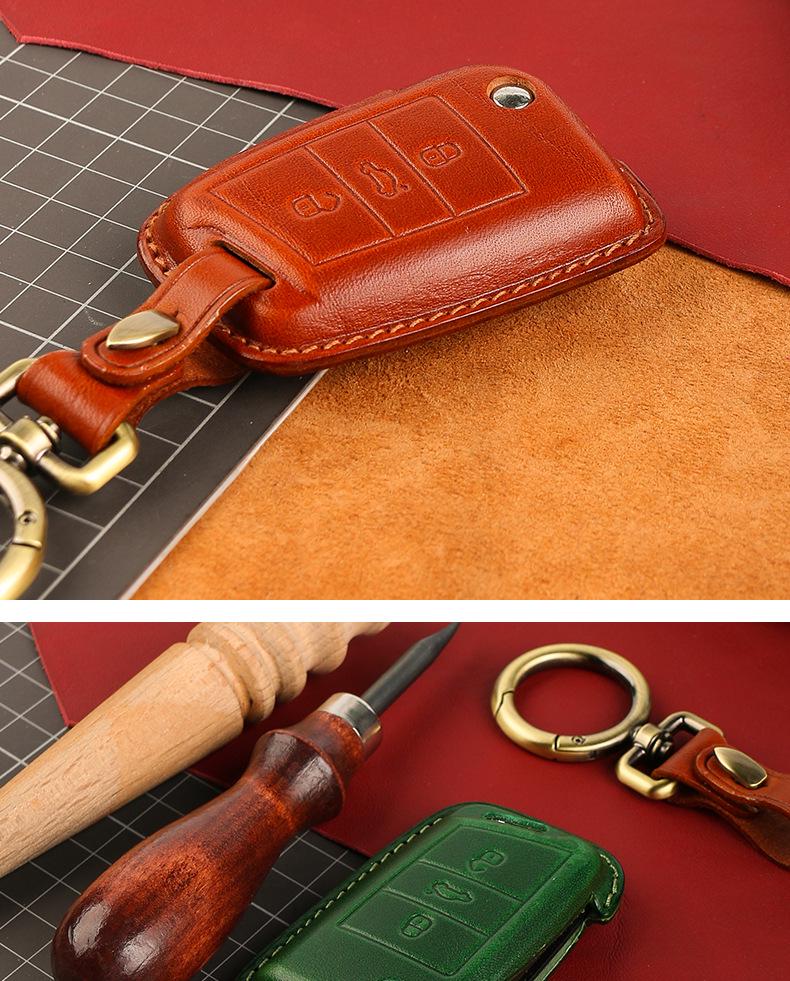 Оригинальный кожаный чехол для ключей Volkswagen для Tiguan L, Sagitar, Magotan, Golf 7, Polo, Tayron, Lavida