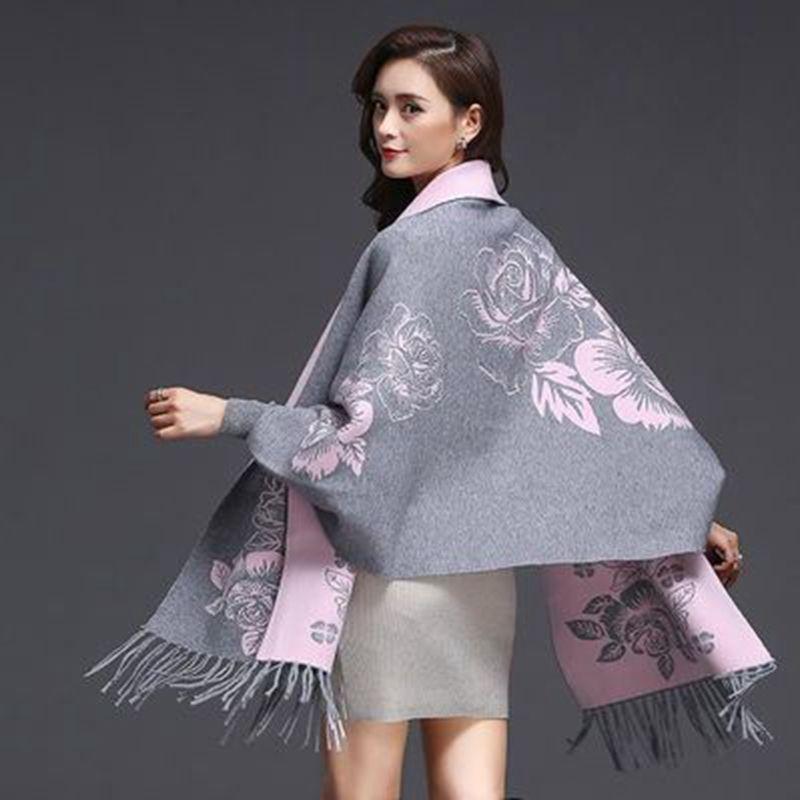 New Cashmere Tassel Poncho Shawl Dual-purpose Scarf Women Knitted Sweater Top Retro Cheongsam Cloak Cape Coat Outside Clothing