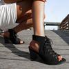2025 New Summer Women Sandals Plus Size 36-42 Denim Upper Women's Shoes High Heel Fashion Sexy Strap Cooling Boots