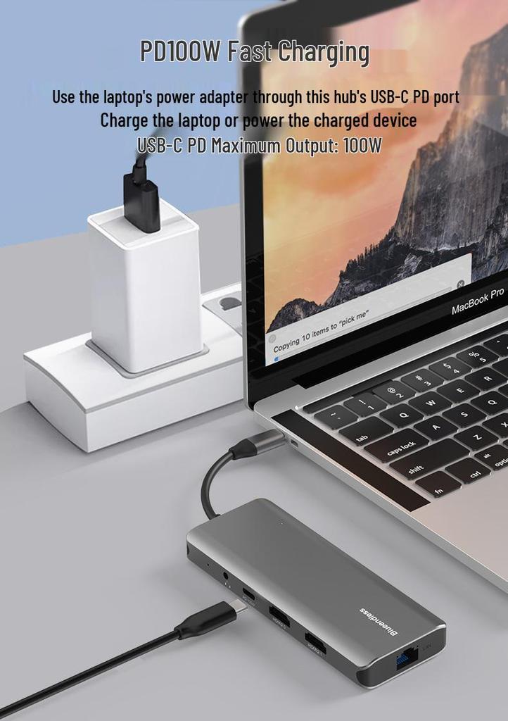 Док-станция 8K HD: HDMI 2.1/DP 1.4, Тройной дисплей, Gigabit Ethernet, USB 3.0 Конвертер для ноутбука
